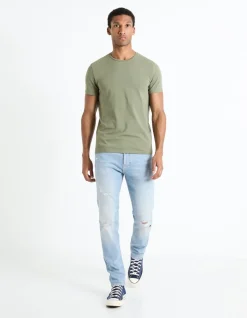 Celio T-shirt slim col rond en coton stretch -^Homme T-Shirts