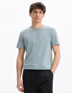 Celio T-shirt slim col rond en coton stretch - vert^Homme T-Shirts