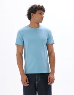 Celio T-shirt slim col rond en coton stretch - bleu clair^Homme T-Shirts