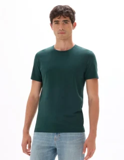 Celio T-shirt slim col rond en coton stretch - vert foncé^Homme T-Shirts