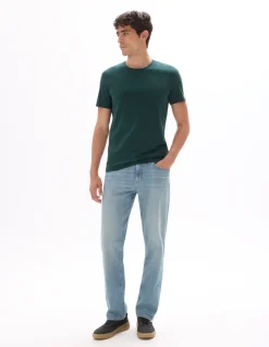 Celio T-shirt slim col rond en coton stretch - vert foncé^Homme T-Shirts