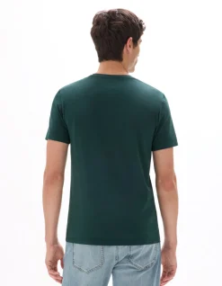 Celio T-shirt slim col rond en coton stretch - vert foncé^Homme T-Shirts