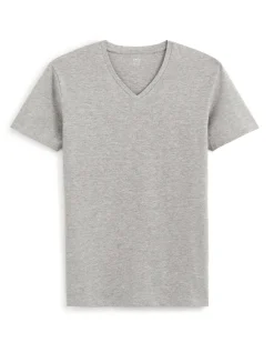 Celio T-shirt slim col V en coton stretch - gris chiné^Homme T-Shirts