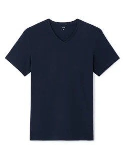 Celio T-shirt slim col V en coton stretch - marine^Homme T-Shirts
