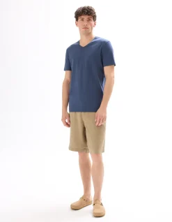 Celio T-shirt slim col v en coton stretch - bleu gris^Homme T-Shirts
