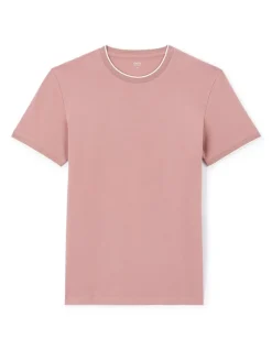 Celio T-shirt straight col rayé en coton stretch - violet^Homme T-Shirts