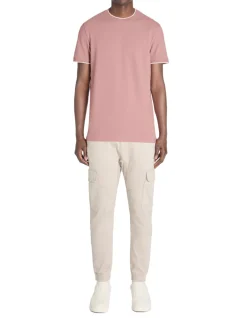 Celio T-shirt straight col rayé en coton stretch - violet^Homme T-Shirts
