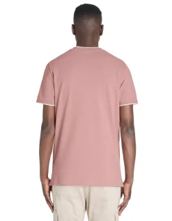 Celio T-shirt straight col rayé en coton stretch - violet^Homme T-Shirts