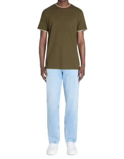Celio T-shirt straight col rayé en coton stretch -^Homme T-Shirts