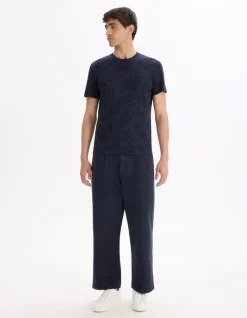 Celio T-shirt straight col rond 100% coton - marine^Homme T-Shirts