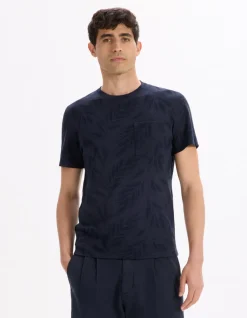 Celio T-shirt straight col rond 100% coton - marine^Homme T-Shirts