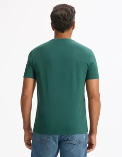 Celio T-shirt straight col rond 100% coton - vert^Homme T-Shirts