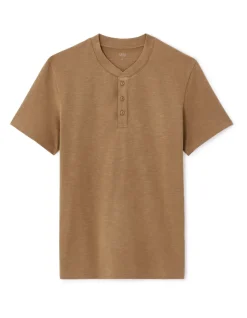Celio T-shirt straight col tunisien 100% coton - marron^Homme T-Shirts