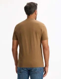 Celio T-shirt straight col tunisien 100% coton - marron^Homme T-Shirts