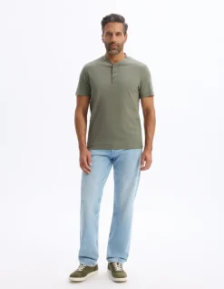 Celio T-shirt straight col tunisien 100% coton -^Homme T-Shirts