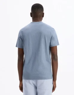 Celio T-shirt straight col tunisien 100% coton - bleu^Homme T-Shirts