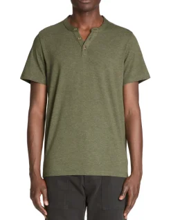 Celio T-shirt straight col tunisien en coton mélangé - olive^Homme T-Shirts