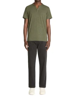 Celio T-shirt straight col tunisien en coton mélangé - olive^Homme T-Shirts