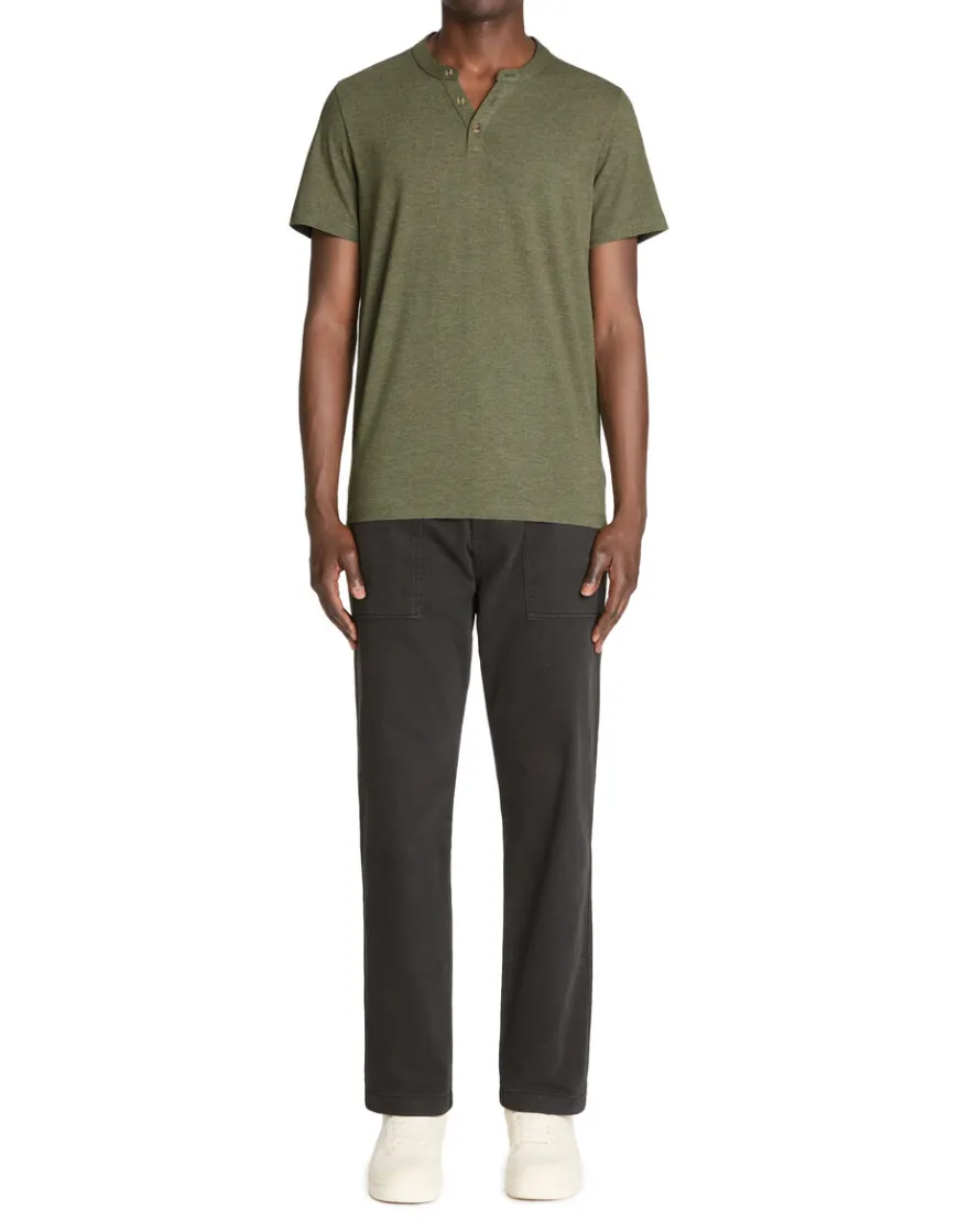 Celio T-shirt straight col tunisien en coton mélangé - olive^Homme T-Shirts