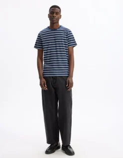 Celio T-shirt straight rayé 100% coton - marine^Homme T-Shirts