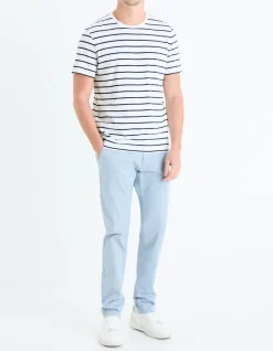 Celio T-shirt straight rayé 100% coton -^Homme T-Shirts