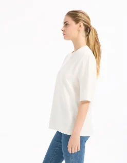Celio T-shirt uni à épaulette - écru^Femme T-Shirts & Tops