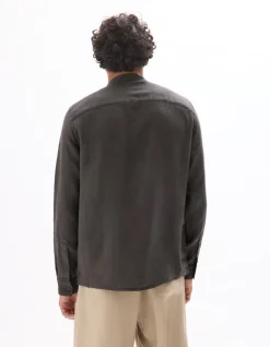 Celio Vareuse col mao 100% lin - gris foncé^Homme Chemises|Sélection Lin