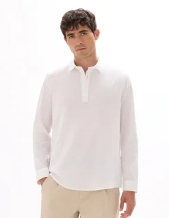 Celio Vareuse unie en lin et coton -^Homme Chemises|Sélection Lin