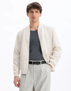 Celio Veste col bomber lin mélangé -^Homme Blousons|Vestes