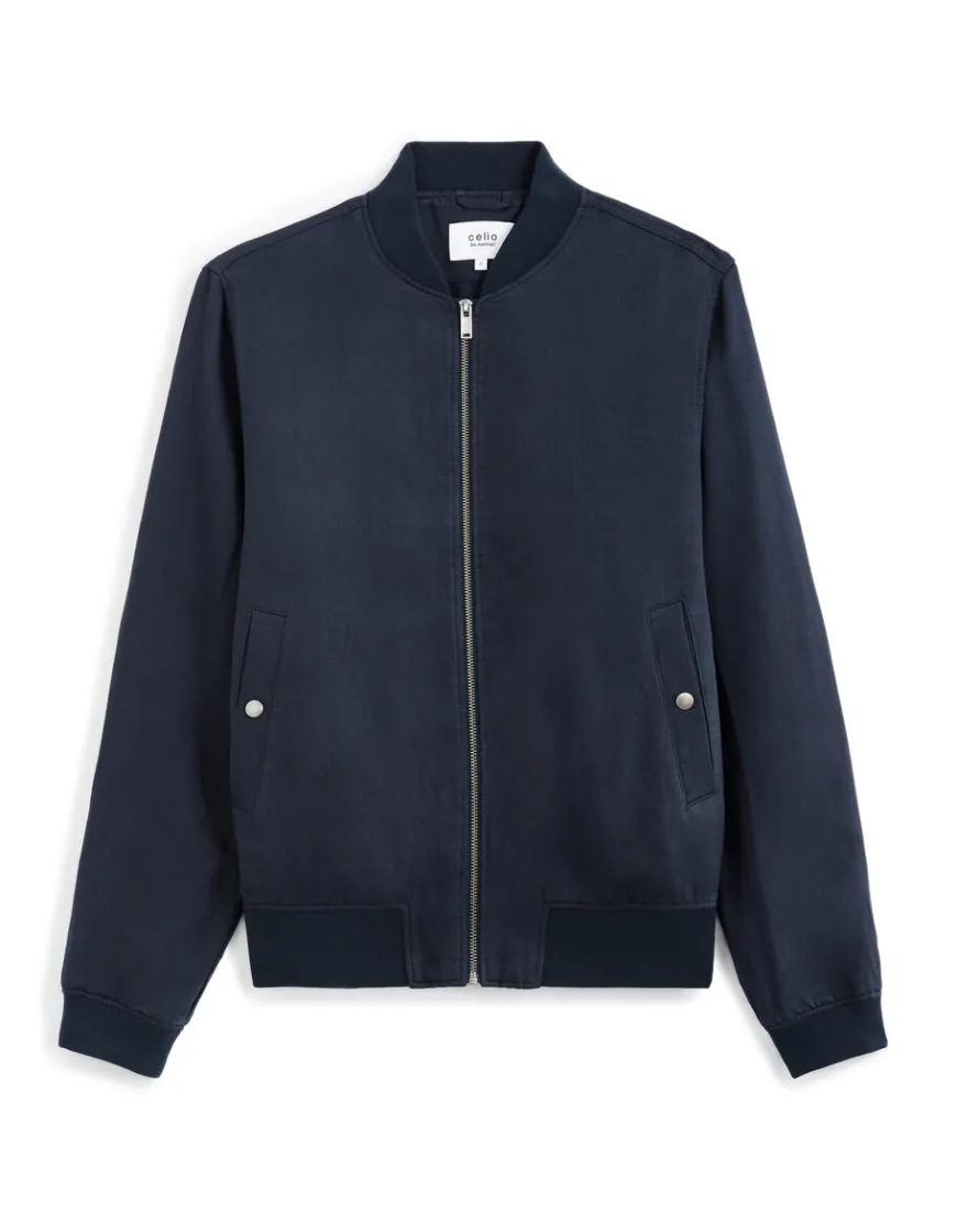 Celio Veste col bomber lin mélangé - marine^Homme Manteaux|Blousons