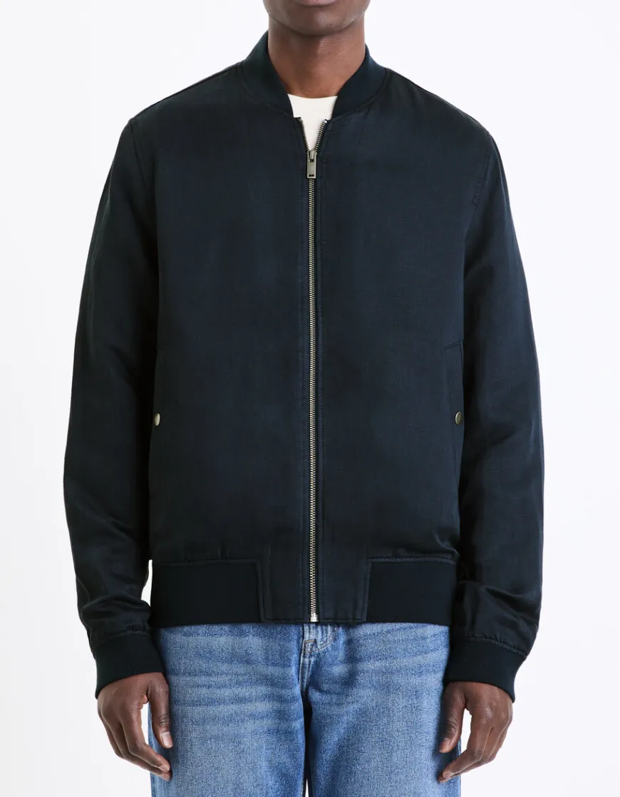 Celio Veste col bomber lin mélangé - marine^Homme Manteaux|Blousons