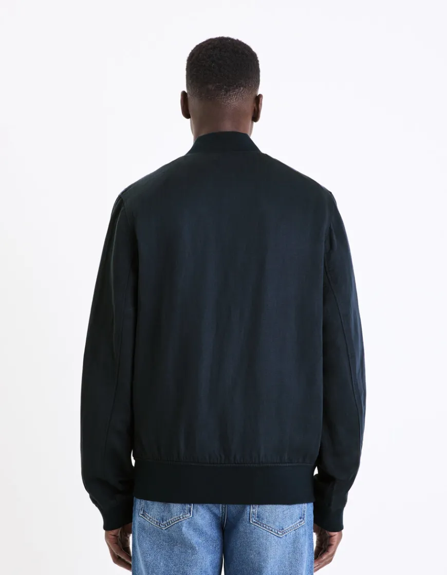 Celio Veste col bomber lin mélangé - marine^Homme Manteaux|Blousons
