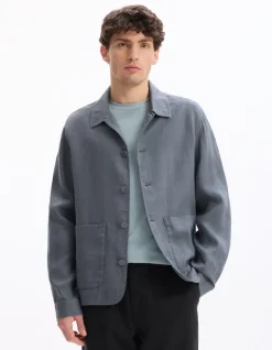 Celio Veste col chemise 100% lin -^Homme Blousons|Vestes
