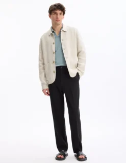 Celio Veste col chemise 100% lin -^Homme Blousons|Vestes