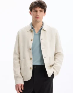 Celio Veste col chemise 100% lin -^Homme Blousons|Vestes