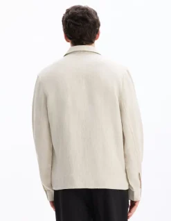 Celio Veste col chemise 100% lin -^Homme Blousons|Vestes