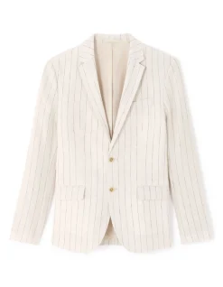 Celio Veste de costume slim 100% lin rayé - naturel^Homme Sélection Lin|Vestes De Costumes