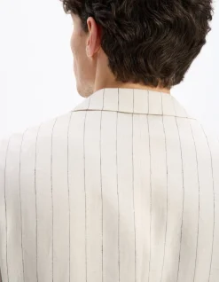 Celio Veste de costume slim 100% lin rayé - naturel^Homme Sélection Lin|Vestes De Costumes