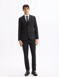 Celio Veste de costume slim stretch rayé - noir^Homme Vestes De Costumes|Vestes De Costume