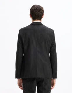Celio Veste de costume slim stretch rayé - noir^Homme Vestes De Costumes|Vestes De Costume