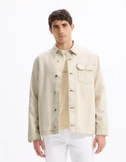 Celio Veste en jean doublé sherpa - écru^Homme Blousons|Vestes