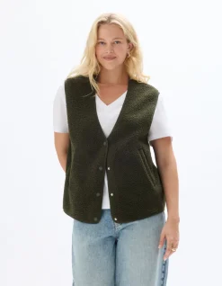 Celio Veste sherpa sans manche - kaki^Femme Sportswear|Loungewear
