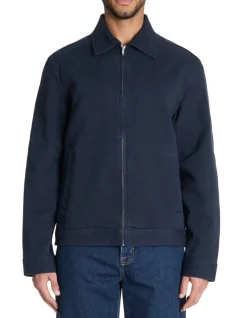 Celio Veste zippée col chemise 100% coton - marine^Homme Manteaux|Blousons